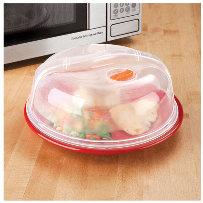 Plastic Microwave Plate Cover Clear Steam Vent Splatter Lid 10.25" Food Dish New