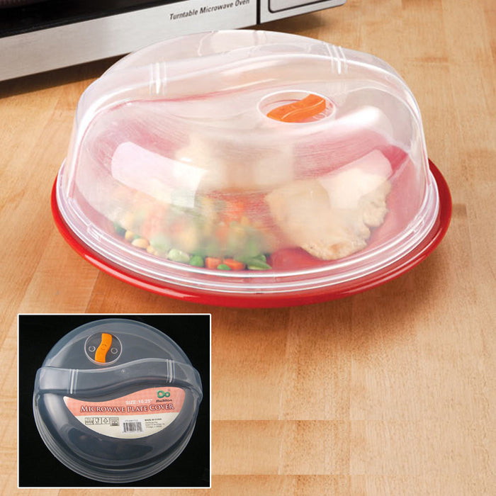 Plastic Microwave Plate Cover Clear Steam Vent Splatter Lid 10.25" Food Dish New