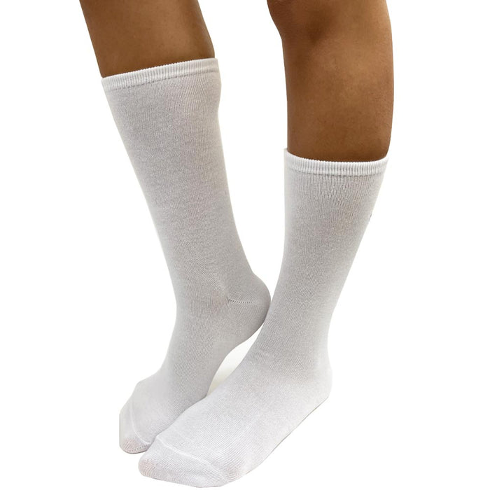 6 Pair Crew Socks Basic White Knocker Solid Womens Casual Wear Work Size 9-11