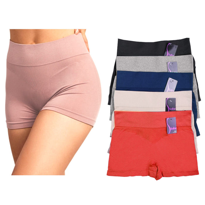 6 Pack Seamless Boyshorts Womens Underwear Lot Booty Panties Boxer Brief  Spandex
