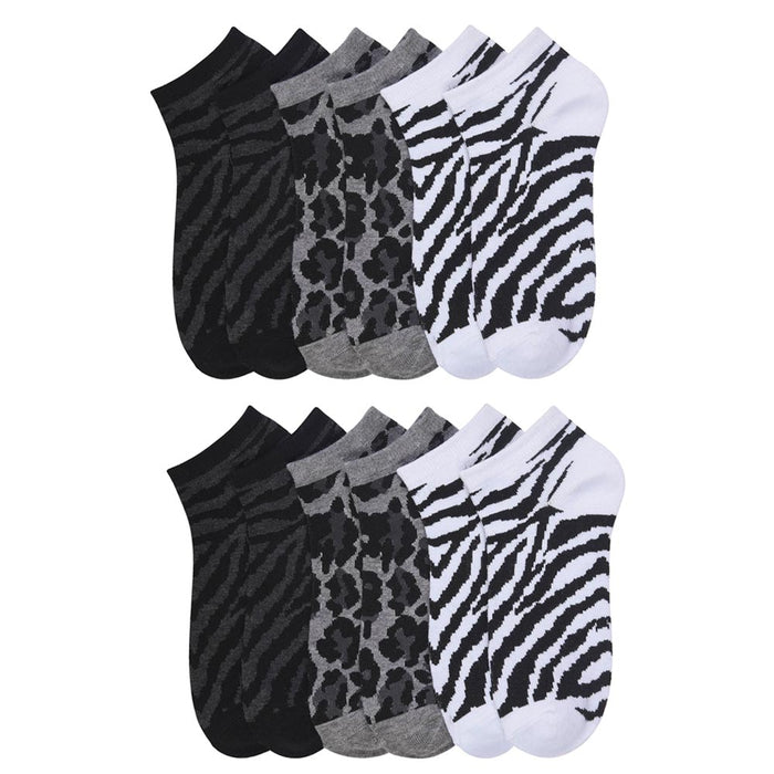 6 Pairs Women's Low Cut Ankle Socks Zebra Animal Print Cotton Casual Size 9-11