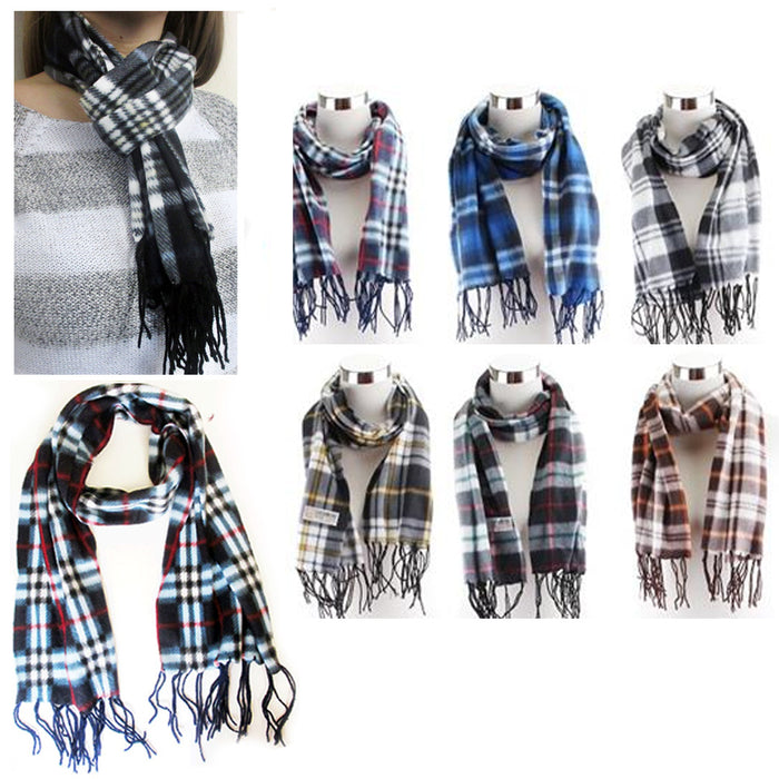 3 Pc Men Women Cashmere Fleece Scarf Warm Plaid Pashmina Wool Winter Scarves