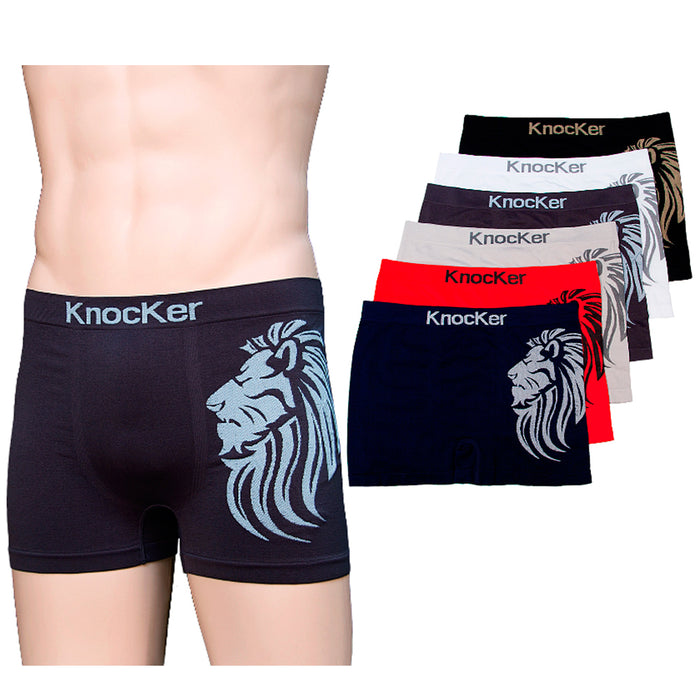 6 Mens Microfiber Boxer Briefs Underwear Seamless Compression Knocker One Size !