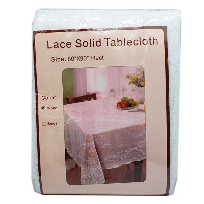 White Lace Solid Tablecloth 60" X 90" 100% Polyester Cloth Rectangle Cover Home