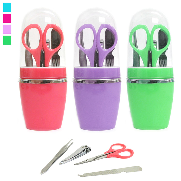 3 Pack Stainless Steel Manicure Set Grooming Kit Compact Travel Case Colors Gift