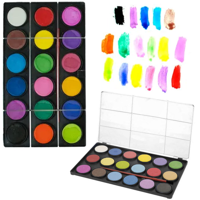 18 Color Fundamental Watercolor Paint Palette Artist Painting Brush Art Supplies