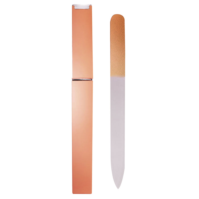 1 Set Rose Gold Crystal Glass Nail File with Case Manicure Board Natural Acrylic