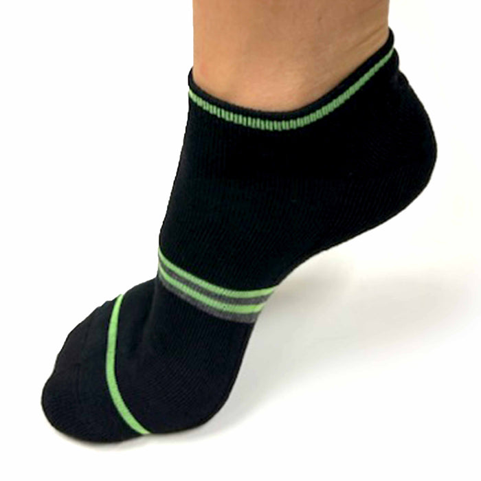 12 Pairs Mens No Show Ankle Socks Neon Stripe Solid Black Sports Athletic 10-13