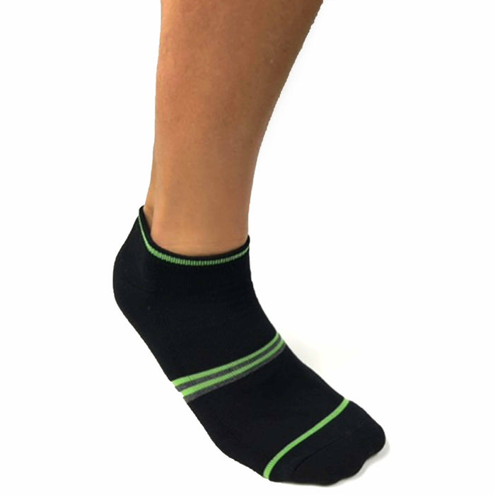 12 Pairs Mens No Show Ankle Socks Neon Stripe Solid Black Sports Athletic 10-13