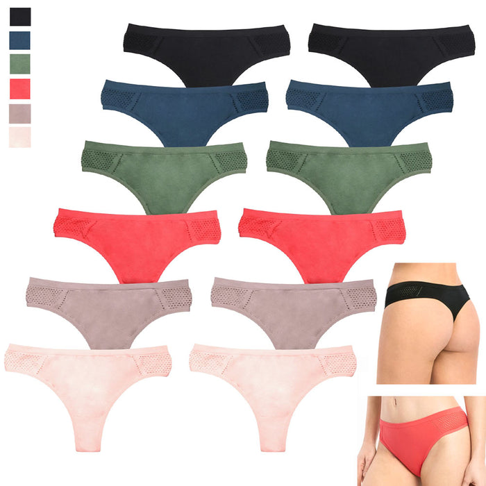 Seamless Thongs for Women No Show Underwear Breathable Comfortable Panties  Undies Pack of 6