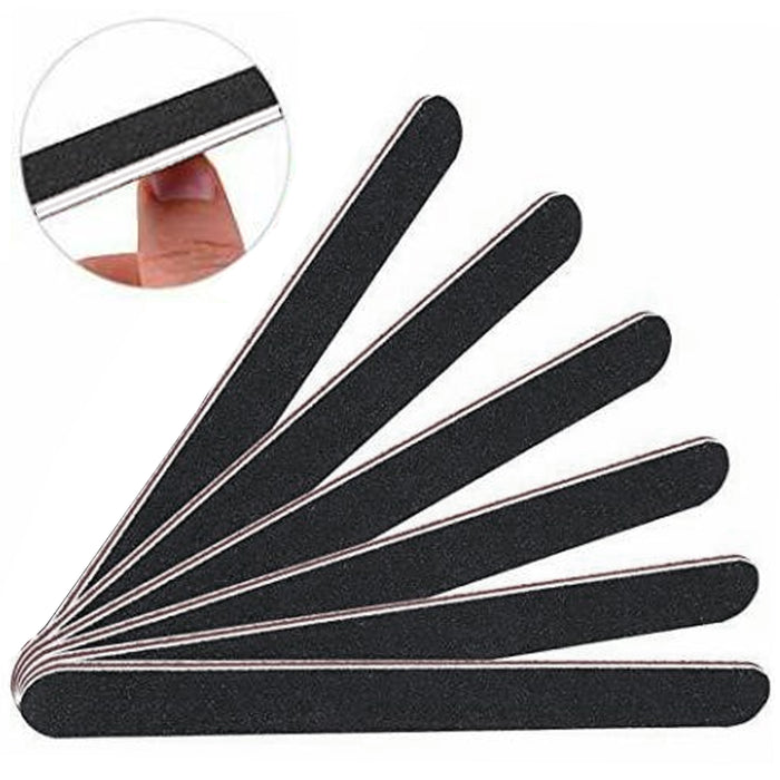 6pc Pro Double Sided Manicure Nail File Salon Emery Boards Medium #100 #180 Grit