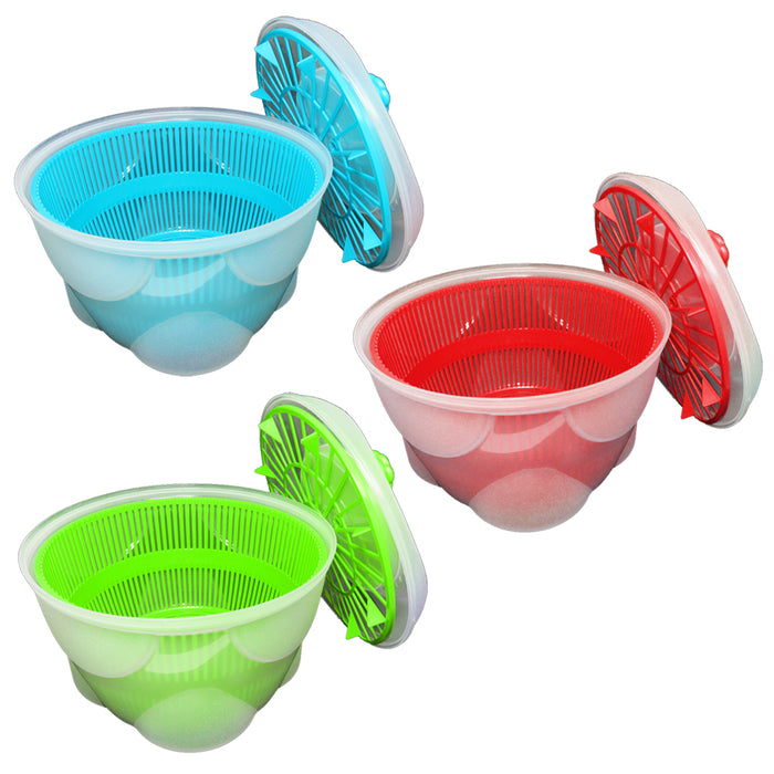 1 Jumbo Salad Spinner Serving Bowl Vegetables Pouring Spout Manual Lettuce Dryer