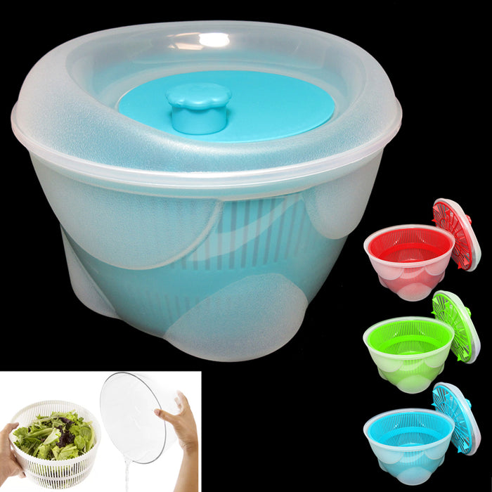 1 Jumbo Salad Spinner Serving Bowl Vegetables Pouring Spout Manual Lettuce Dryer