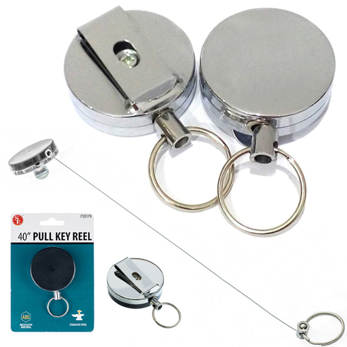 Retractable Reel ID Badge Key Card Name Tag Holders with Belt Clip