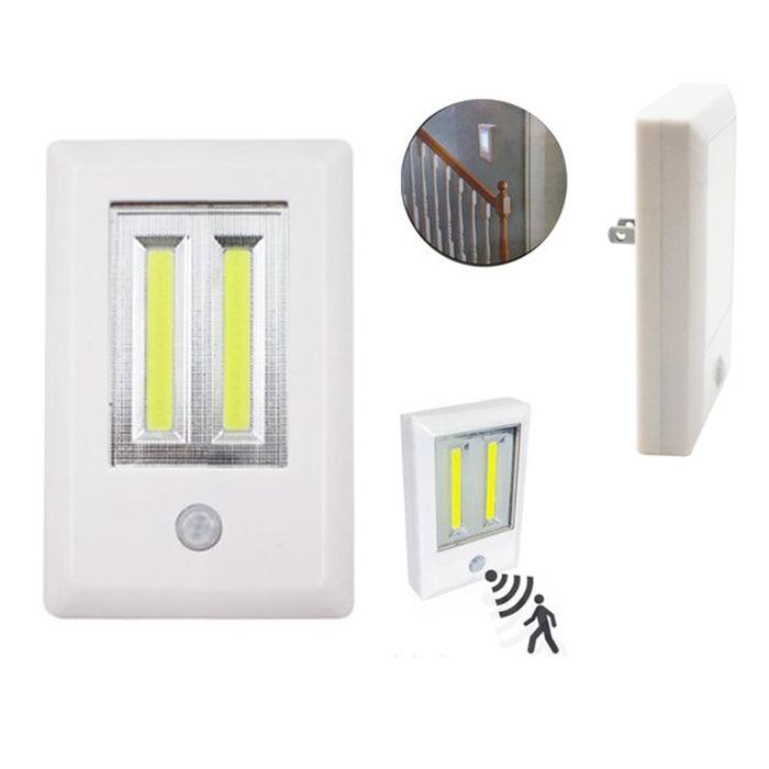 1 X COB LED Motion Sensor Bright Night Light 200 Lumens Plug In Wall Lamp