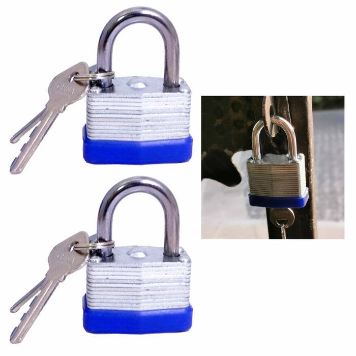 2 Pc Heavy Duty Laminated Keyed Pad Locks 40mm Hardened Durable Steel Security