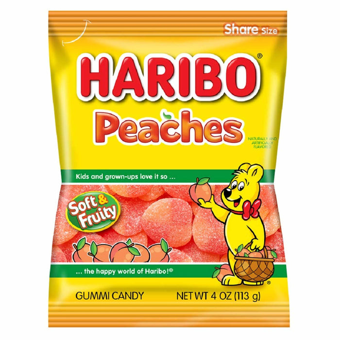 4 Bags Haribo Gummy Chewy Candy Peaches Gummies Soft Gummi Fruit Flavor 4oz Each