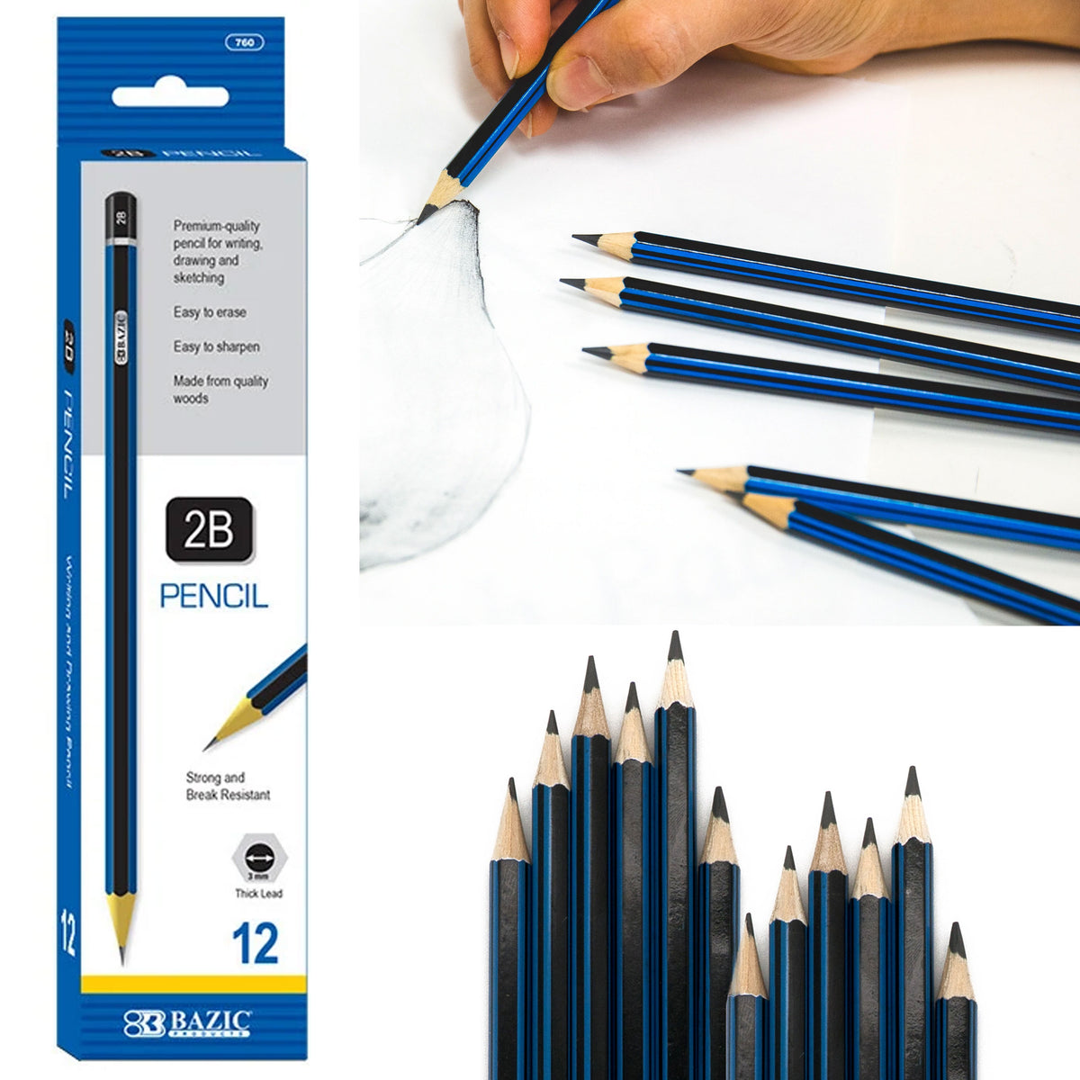 12/50Pcs 2B Pencils Sketching Pencil Black Core Crude Wood Kids