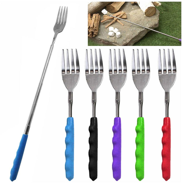 4 PC Telescopic Fork Extendible Campfire Marshmallow Roast Sticks Hot Dog Dinner