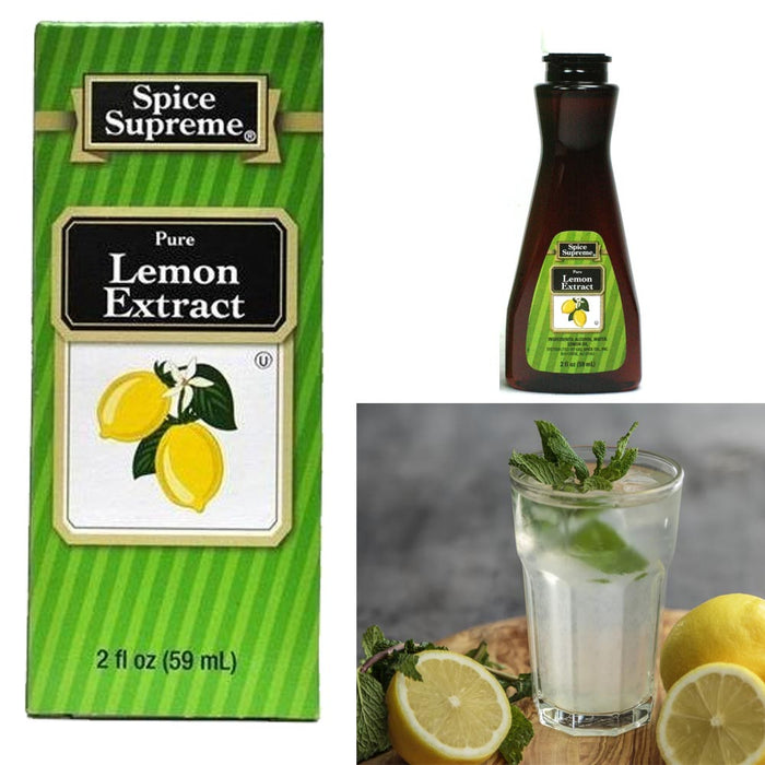 Spice Supreme Pure Lemon Extract Seasoning 2 Oz Jar Cook Meat Veggies Drinks USA