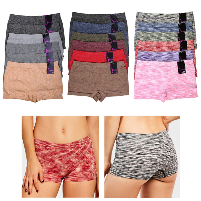 6-Pack High Waist Seamless Boyshorts Panties Women's Underwear Boxer Briefs