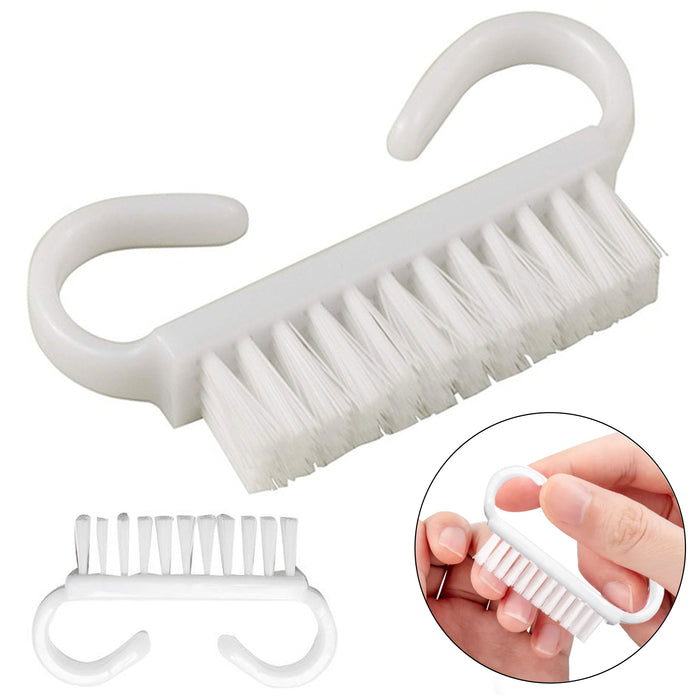 6 X White Fine Handle Grip Nail Brush Fingernail Scrubber Scrub Cleaning Brushes