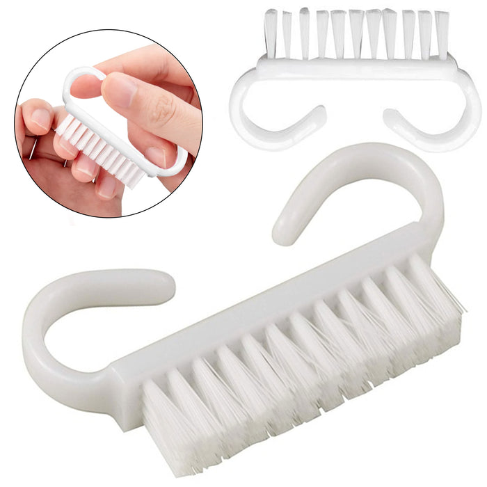 6 X White Fine Handle Grip Nail Brush Fingernail Scrubber Scrub Cleaning Brushes