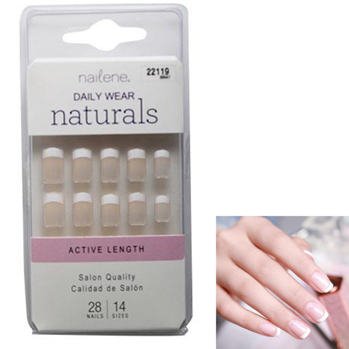 Press on Manicure Nails French Tip Nude Natural False Nail Set Classic Design