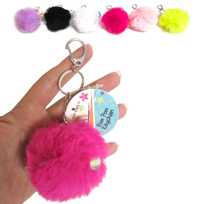 Incraftables Pom Pom Keychain Balls w/ Tassels Keyrings 24 Set Fluffy  Multicolor Large Fuzzy 3in Fur Puff Bag Purse Earphone Case | Oriental  Trading