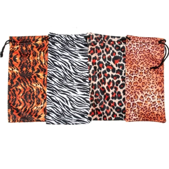 4 Pc Animal Print Glasses Sunglasses Case Drawstring Pouch Bag Eyewear Holder