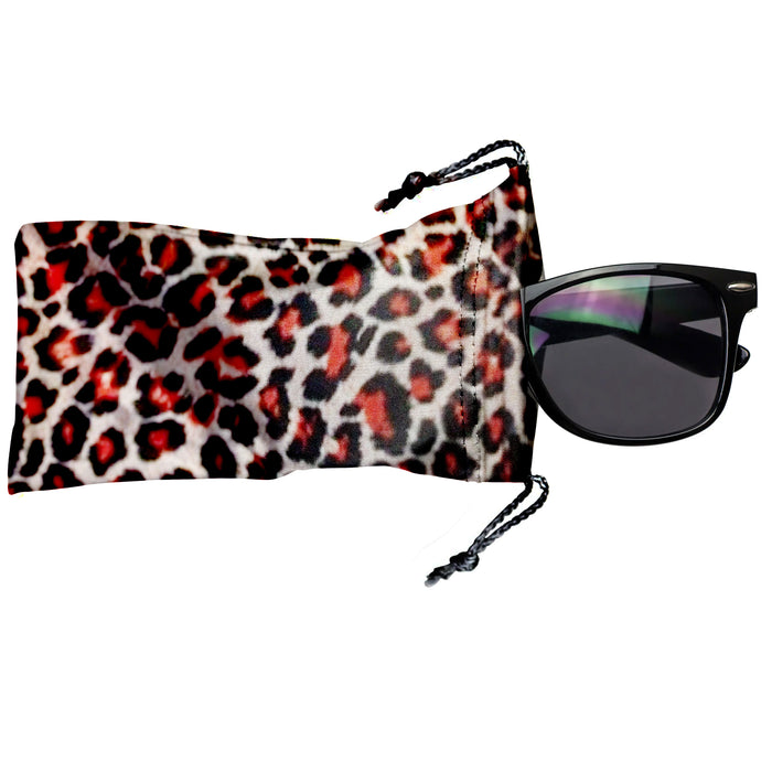 2 Pc Animal Print Eye Glasses Sunglasses Case Drawstring Soft