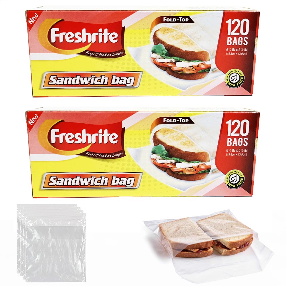 600 Fold Top Sandwich Bags Food Storage Plastic Poly Baggies Snack School  Lunch