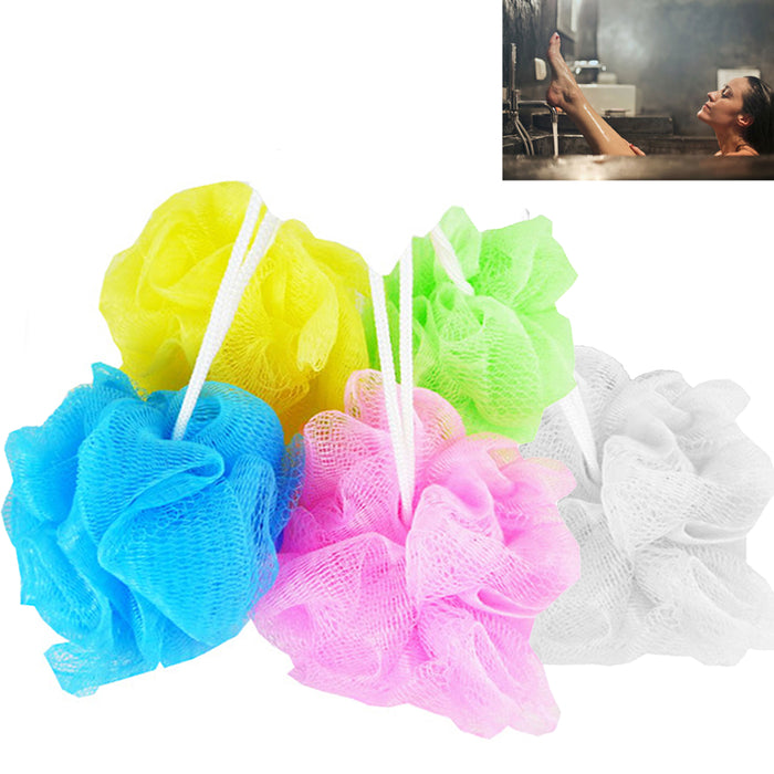 8 Bath Shower Puff Sponges Loofah Mesh Ball Exfoliating Body Brush Scrubber Wash