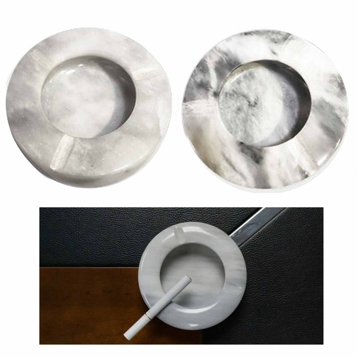 2 Pc Marble Crystal Ashtray Butt Extinguisher Ashes Holder Ash Tray Round 3.87"