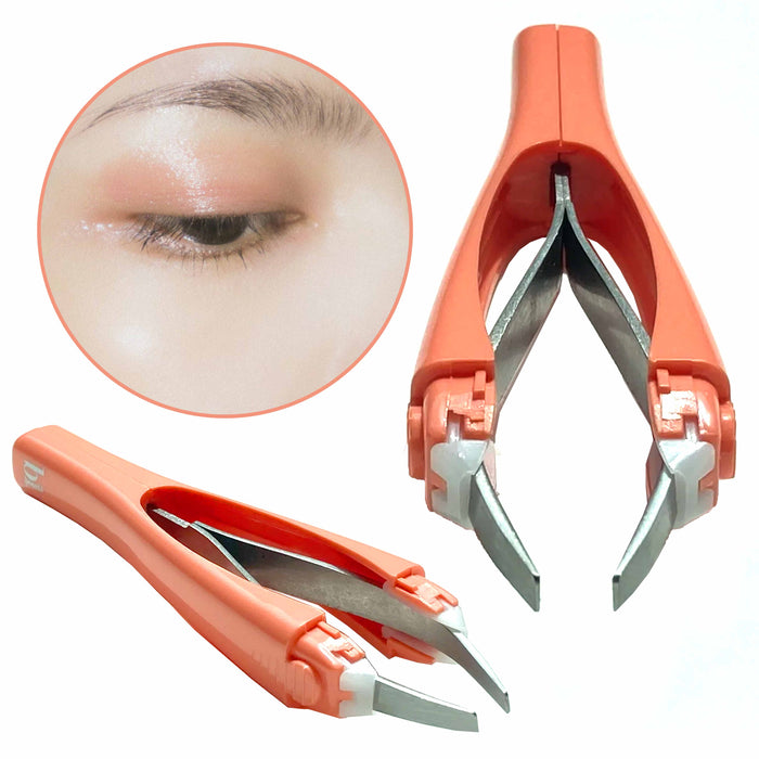 1 Pc Tweezers Slanted Tip Precision Automatic Eye Brow Pluck Hair Makeup Tool