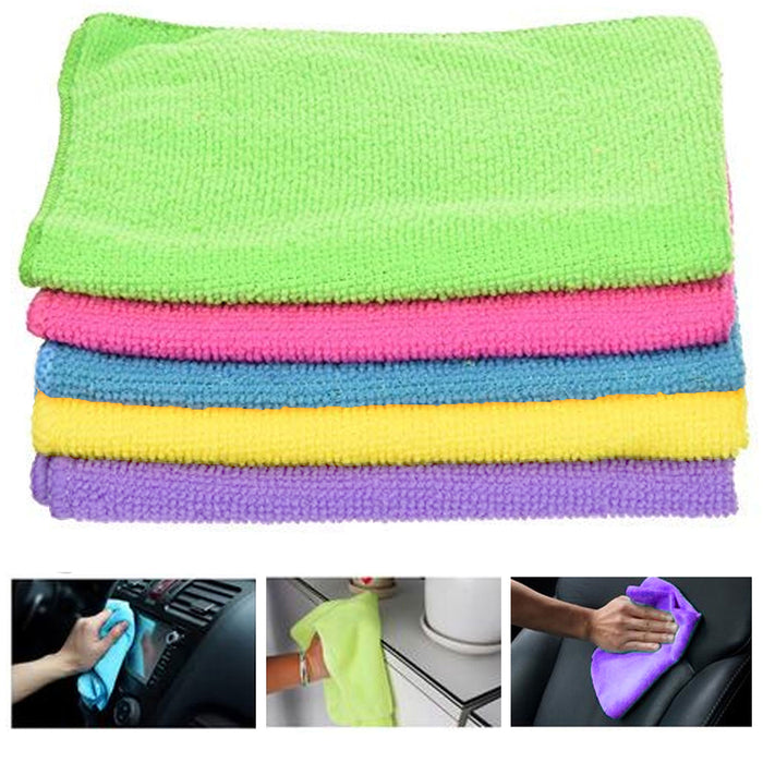 5 Pc Multi Purpose Cleaning Microfiber Cloths Set Rag Window Cleaner Towel Car