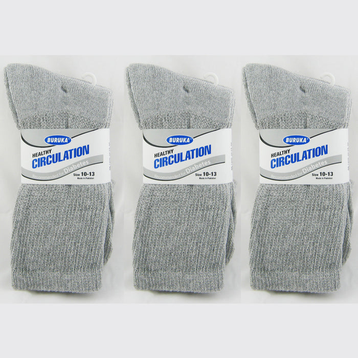 3 Pairs Diabetic Crew Circulation Socks Health Support Mens Loose Fit Sz 10-13 !