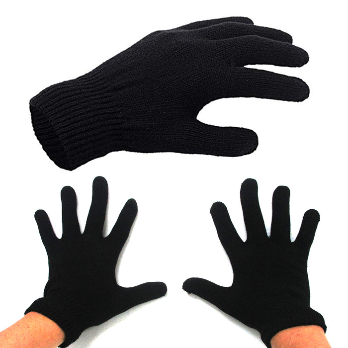 6 Pairs Adult Winter Knitted Magic Stretch Gloves Warm Mittens Black Soft Gloves