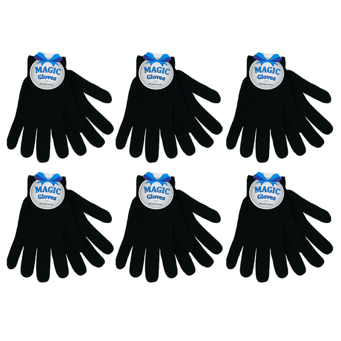 6 Pairs Adult Winter Knitted Magic Stretch Gloves Warm Mittens Black Soft Gloves