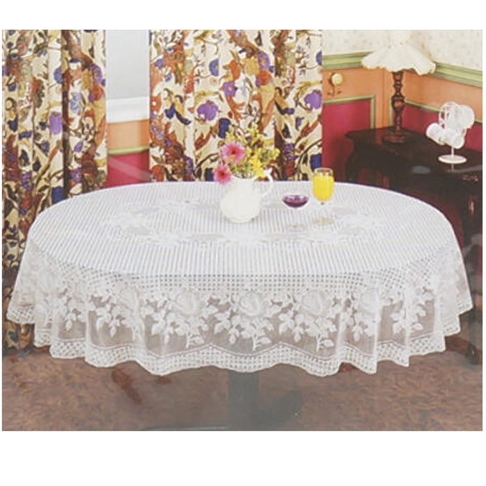 Vinyl White Oval Tablecloth 54" X 72" Design Table Cover Party Easy Wipe Clean