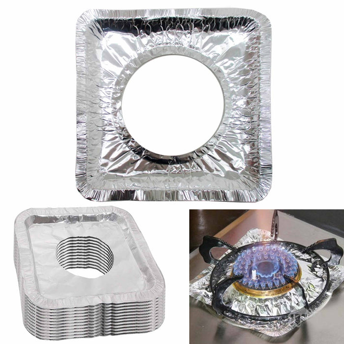 120 Disposable Aluminum Foil Square Gas Burner Drip Pan Range Stove Bib Liners