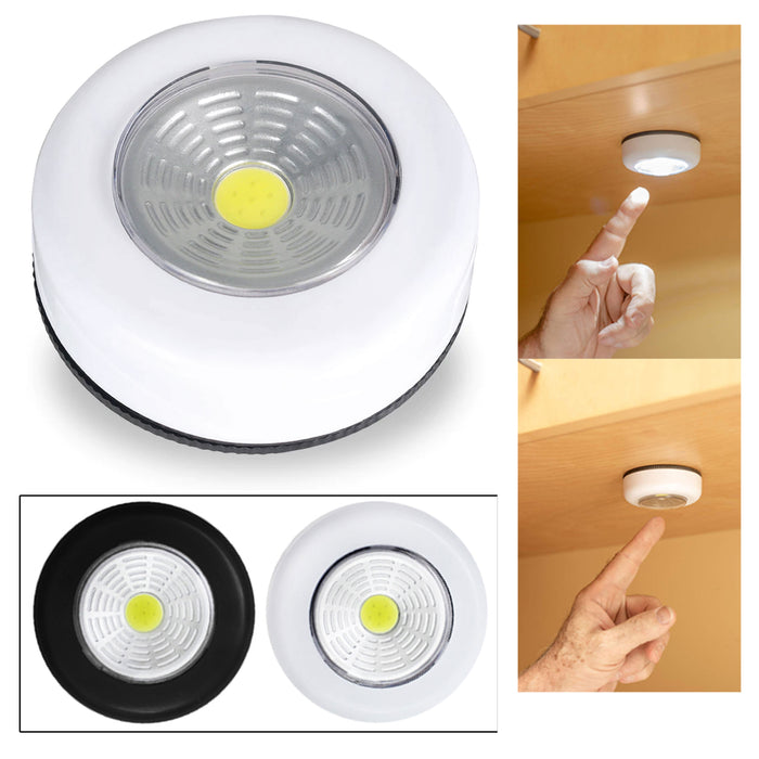 4 Pc Stick On COB LED Night Light Tap Push Wall Lamp Battery Operated Wireless