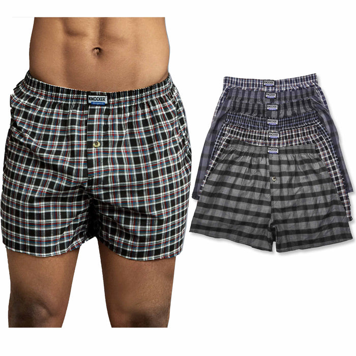 6 Men 100% Cotton Plaid Boxer Shorts Briefs Trunk Underwear Woven Comfort Size L