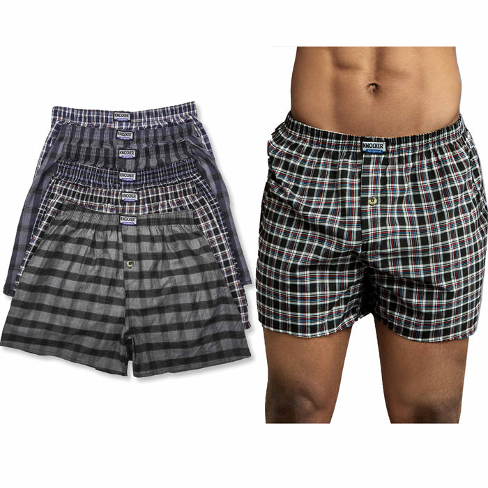 6 Men 100% Cotton Plaid Boxer Shorts Briefs Trunk Underwear Woven Comfort Size L