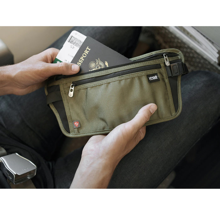2 Travel Bum Bag Waist Money Belt Passport Wallet Zipper Security Pouch  Discreet 