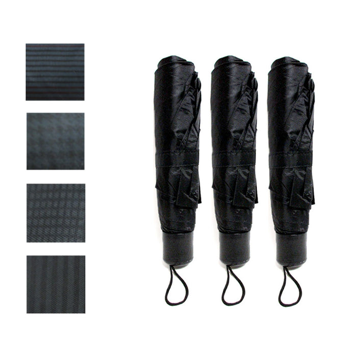 3 Pcs Mini Folding Compact Black Umbrella Travel Super Light UV Protection Rain