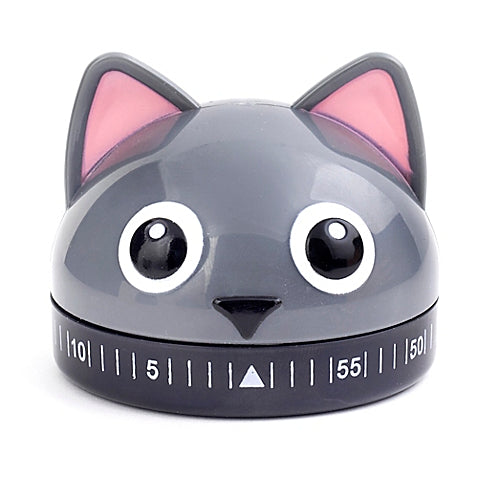 Kikkerland Kitty Cat Kitchen Timer 60 Min Cooking Count Down Clock Alarm