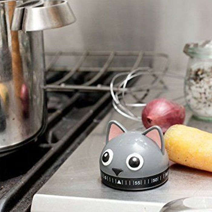 Kikkerland Kitty Cat Kitchen Timer 60 Min Cooking Count Down Clock Alarm