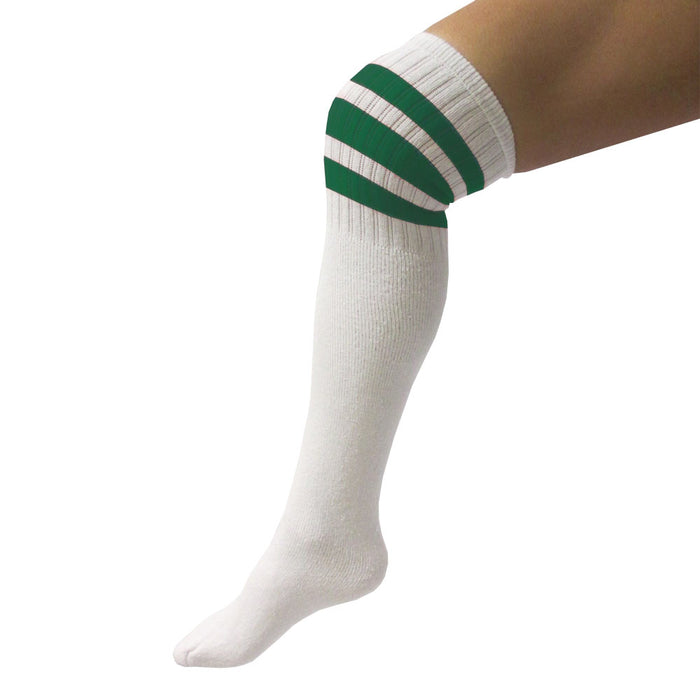 4 Pairs Knee High White Tube Socks Pink Stripe Cotton Long Athletic Sports  10-15 