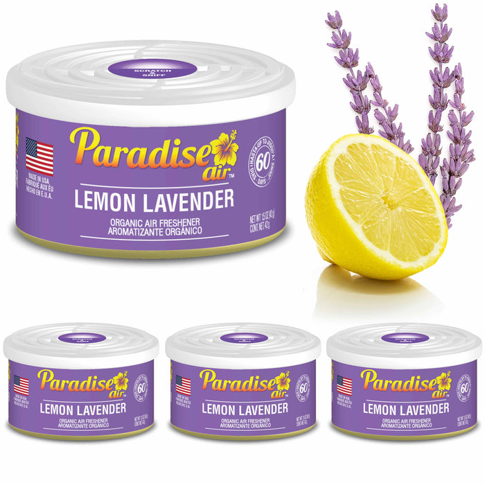 4 Paradise Organic Air Freshener Lemon Lavender Scent Fiber Can Home Car Aroma